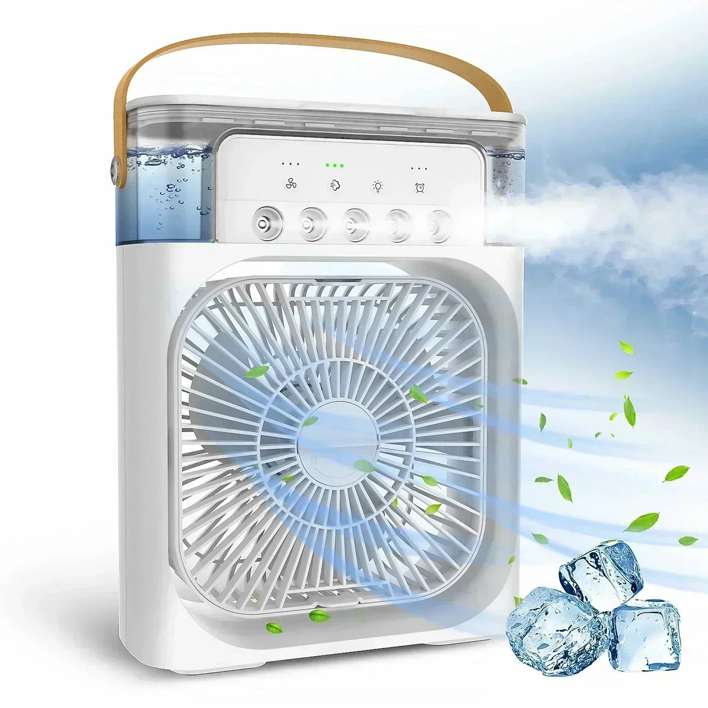 Ar condicionado portátil com luzes noturnas LED, 3 em 1 ventilador, pequeno refrigerador de ar, umidificador, casa fãs, Dropship