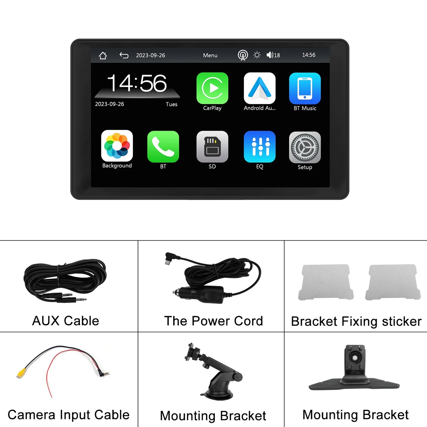 Podofo 9" Car Radio Multimedia Video Player Wireless Carplay Android Auto Car Mirror DVR Recorder Dashboard For Nissan Toyota