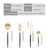 24Pcs Stainless Steel Dinnerware Set Black Gold Cutlery Spoon Fork Knife Western Cutleri Silverware Flatware Tableware Supplies