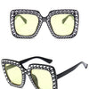 Glitter Women Sunglasses Brand Design Flash Square Shades Mirror Female Sun Glasses Bezel Bling Rhinestones