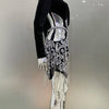 2024 Luxury Diamonds Tassel Sexy hollow Out Notched Black Mini Dress Woman Evening Party Vestido Celebrate Club Party Outfit