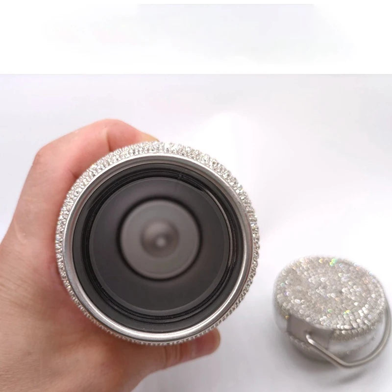 Bling Rhinestone Insulated Thermos Water Bottle with Chain Stainless Steel Vacuum Insulated Bottle Flask Portable Tumbler