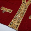 High Quality New Fashionable Elastic Knitted V-neck Luxurious Exquisite Nail Bead Piece Cardigan Slim Fit Short Skirt Women Set