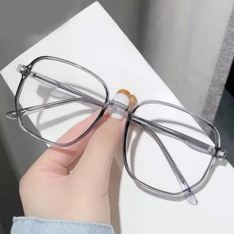 Fashion Anti Blue Light Glasses Ultra-Light Transparent Korean Gradient Big Square Frame Men Women Eye Protection Spectacles