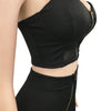 Sexy Solid Color Women's 2-Piece Slim Fit Open Back Zipper Tank Top+High Waist Trouser Set Amazing Bust Wrapping Street Clothing