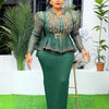 2025 African Clothes For Women Plus Size Two Piece Set Outfits Long Sleeve Tops And Skirt Suit Wedding Party Evening Dress Gowns