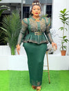 2025 African Clothes For Women Plus Size Two Piece Set Outfits Long Sleeve Tops And Skirt Suit Wedding Party Evening Dress Gowns