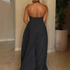 Znaiml Elegant Evening Gowns Biarthday Party One Pieces Wide Leg Pants Outfit for Women White Halter Backless Jumpsuit Rompers