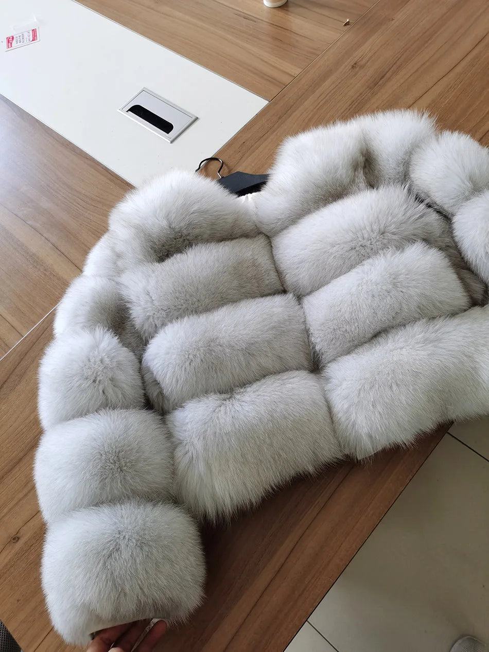 2025 MAOMAOKONG Natural Real Fox Fur Coat Women Winter Long Sleeve Luxury Raccoon Fur Jackets Thick Top Female Furry Coat Vest