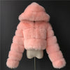 Women Warm Faux Fur Coat Winter Vintage Gradient Jacket Furry Outerwear Jackets Hooded Coats Plus Size Autumn Winter Streetwear