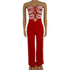 Women Summer Strapless Jumpsuit Sexy One Piece Outfits Cut Out Waist Party Jumpsuit Clothing Lady Full Length Backless Jumpsuits