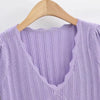 Women V Neck Knitted Crochet Tee With