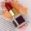 Luxury Diamond Lipstick Inflatable Lighter Mini Butane Pink Water Diamond Portable Lighter High End Women's Smoking Gift