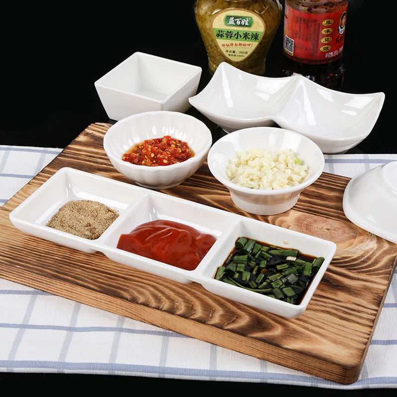 White Melamine Dipping Saucer Soy Vinegar Saucer Japanese Tableware Kitchen Seasoning Dish Scallion Garlic Plate for Restaurant