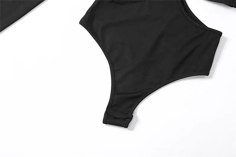 Streetwear Y2k Sexy Irregular Hollow Out Rompers Women's Bodysuits Fashion Long Sleeves Bodycon Tops Jumpsuits Party Clubwear
