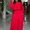 Spring Clothes for Women 2 Piece Sets Women Outfit Lantern Sleeves Suit with Wide Pants and Top High Street Ladies Elegant Sets