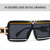 Modern Luxurious Sunglasses for Men Women Square Gradient Designer Unisex Brand Glasses Glamour Fashion Shades UV400