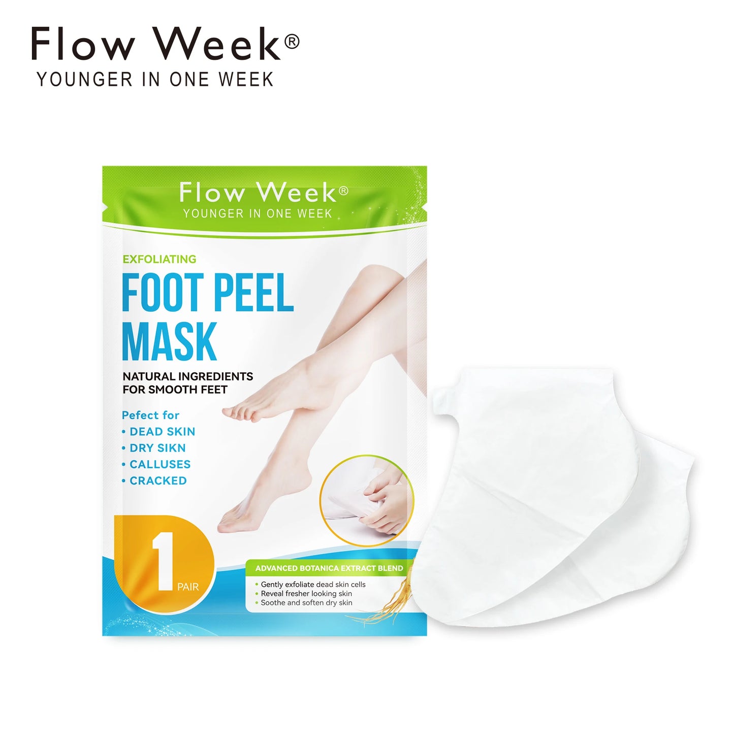 FlowWeek Exfoliating Foot Mask-Skin Exfoliating Foot Mask For Dry,Chapped Feet,Calluses,Dead Skin Remover, Exfoliant