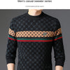 Brand 2023 Autumn High End Mens Velvet Knit Sweater Tops Designer Classic Casual Wool Pullover Fashion Soft Warm Winter Clothing