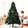 6/7FT Realistic Green Artificial Christmas Tree,Unlit,Decorated with Natural Pinecones & Holly Berries, Quick Setup,Metal Stand