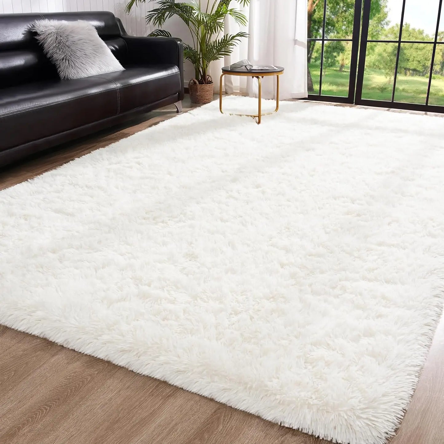 Fluffy Bedroom Rug Carpet Shaggy Fuzzy Rugs for Bedroom Thick Black Area Rugs for Living Room Rugs  for Girls Boys