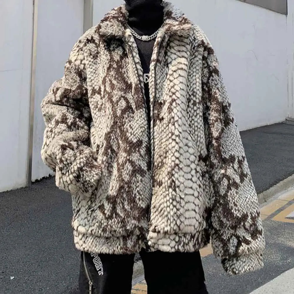 New Autumn And Winter Men's Long-Sleeved Fur Jacket American Retro Fashion Trend High Street Loose Casual Niche Men's Tops 2025