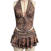 Beyprern Fierce Girl Ruffles Skirt Set Wild Cheetah Corset Crop Top And Ruched Two-Piece Dress Night Out Outfits Sexy Clubwear