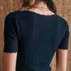 Women V Neck Knitted Crochet Tee With