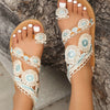 Sandals Women's Floral Pattern Hollow Out Toe Post Lace Flower Sandals Roman Style Open Toe Flat Shoes Women's Sandals