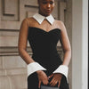 Nsauye Pullover Women Sexy Mesh See Through Turn Down Collar Night Club Dress Evening Party Summer Short Elegant Fashion Dress