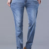 Spring Men's Light Blue Slim Jeans Stylish Casual Stretch Fabric Denim Pants Classic Trousers Smoke Gray