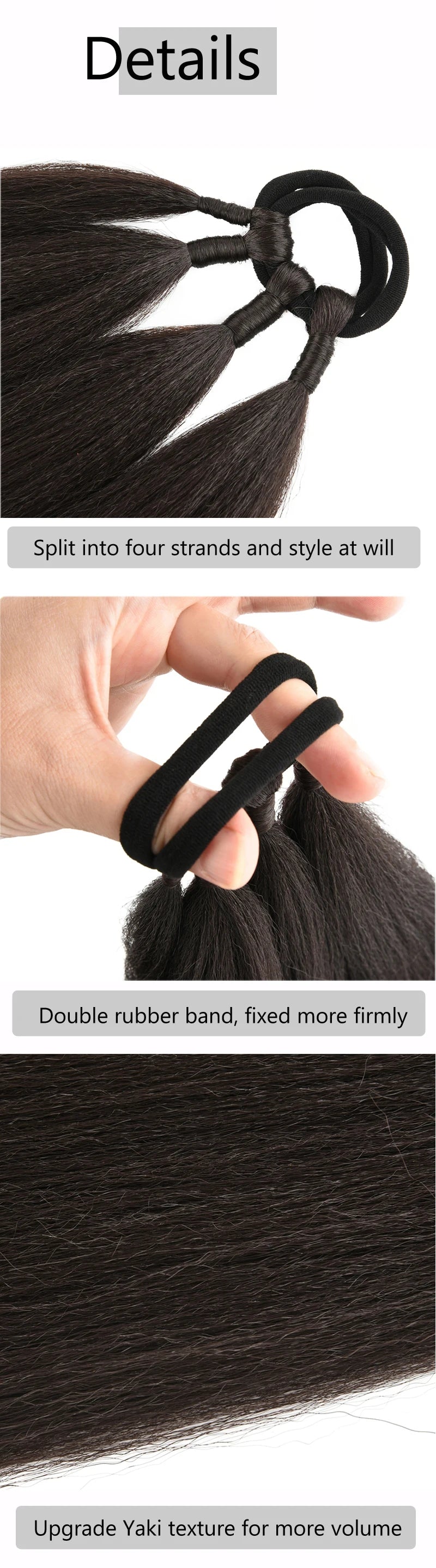 Ponytail Extensions Synthetic Boxing Braids Wrap Around Chignon Tail With Rubber Band Hair Ring 26 Inch Brown Ombre Braid DIY