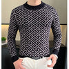 Autumn Winter Velvet Knitted Sweater Men's Long Sleeve Round Necked Sweater Slim Fit Casual Business Knitwear Tops Men Clothing
