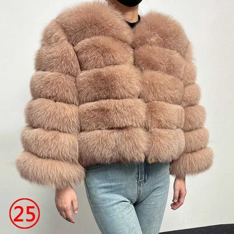 Maomaokong 2025 Natural Real Fox Fur Coat Women Winter Warm Luxury Fur Jacket Detachable Long Sleeves Female Vest Furry Coats