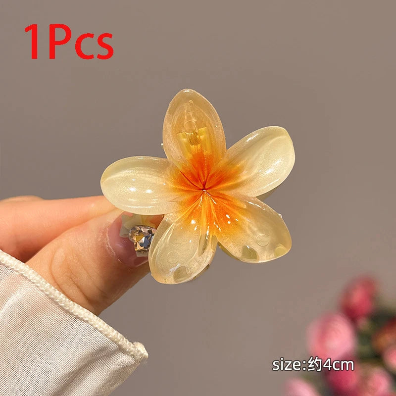 6Pcs Gradient Hair Clips New Flower Hair Claws Small Size Fashion Headwear Hairpin Crab Barrette Hair Accessories for Women
