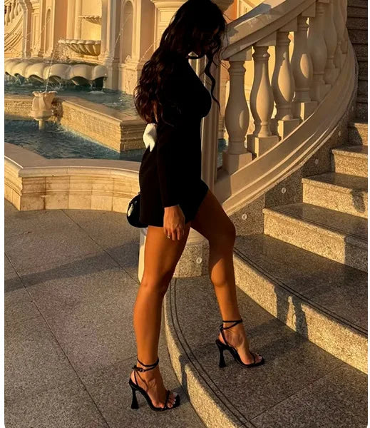 Elegant Womens Luxury Hollow Out Red Bow Casual Mini Dress Bow Evening Party Formal Short Dresses New Black White Gowns Street