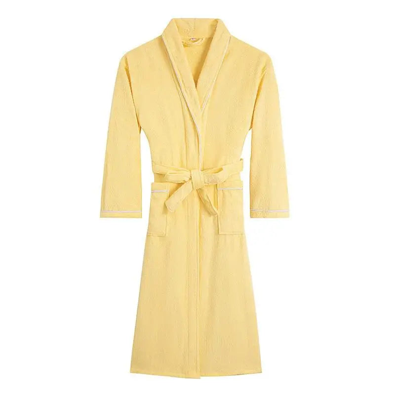 100% Cotton Couples Long Thick Absorbent Terry Bath Robe Kimono Men Light Weight Towel Bathrobe Sleepwear Women Hotel Gown Robes