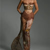 Mozision Leopard Print Lace Split Sexy Maxi Dress Women Gown Elegant Patchwork Chiffon Sleeveless Backless Beach Evening Dress