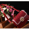 Fashion Diamonds Women Handbags 2023 Red Genuine Leather Lady Shoulder Messenger Bag Crocodile Pattern Portable Shell Tote Bags