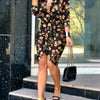 Long Sleeve Elegant Skinny Office Lady Mini Dress For Women Sexy deep V-neck Black Package Hip Bodycon Dresses Casual Robe