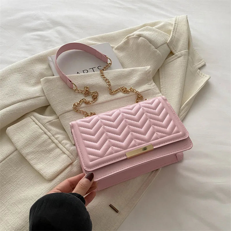 Fashion Striped Women's Shoulder Bag, Chain Strap Crossbody Bags For Daily Used, Ladies Handbags And Purses