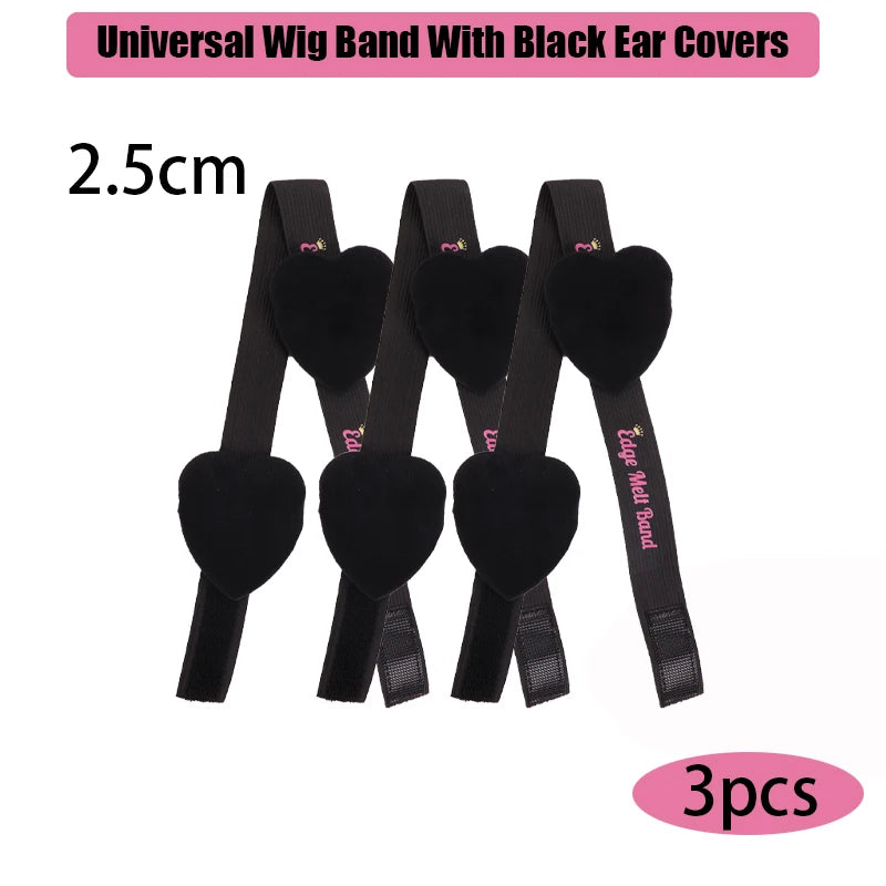 Lace Melting Band With Ear Cover Elastic Band For Wigs Black Wigs Edge Wrap To Lay Edges Wig Headband Lace Frontal Band