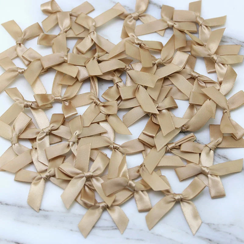 (50 Pcs) 4*4cm Colourful Ribbon Bows Small Size Polyester Satin Ribbon Bow Flower DIY Craft Decoration