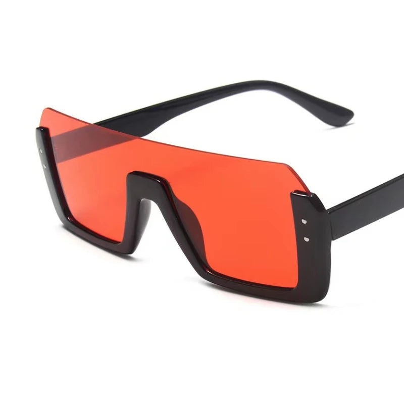 New style men's and women's sunglasses Fashion multi-color large frame square round face retro integrated glasses