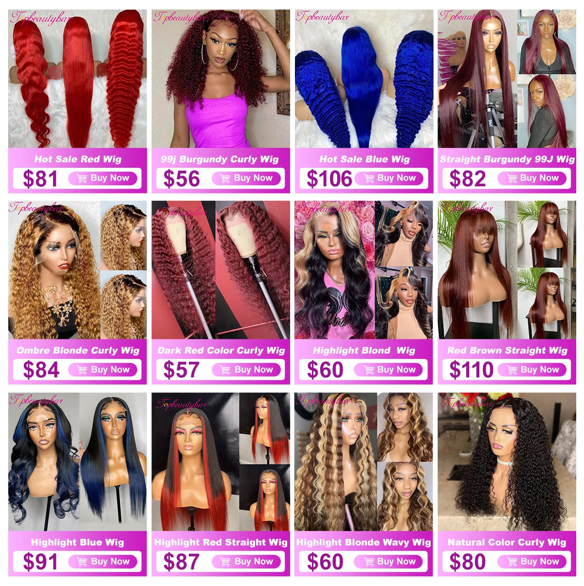 Red and Blonde Color Peruvian 13X4 Lace Front Human Hair Wigs For Women Pre-Plucked 180% Remy Wavy Red Highlight Color Wigs