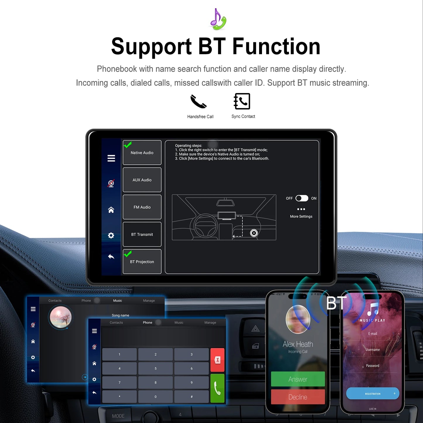 Podofo Universal Car Screen 8-Inch Multimedia WIFI Video Player Wireless Carplay Screen for Apple or Android 4+64GB Navigation