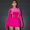 Fur Velvet Street Party Dress Women Fashion Sexy Club Outfit 2023 Autumn Female Luxury Clothing Winter Elegant Evening Dress