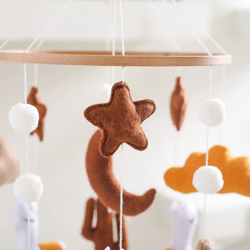 Baby Crib Mobile Rattle Toy 0-12Months Infant Soft Felt Teddy Velvet Pink Bear Bed Bell Hanging Toy Holder Bracket Crib Girl Toy