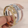 Iced Out Cuff Bangle Paved Setting Bling Cz Cubic Zirconia Wrist Cuban Chain Link Bracelets Fashion Hip Hop Jewelry for Women