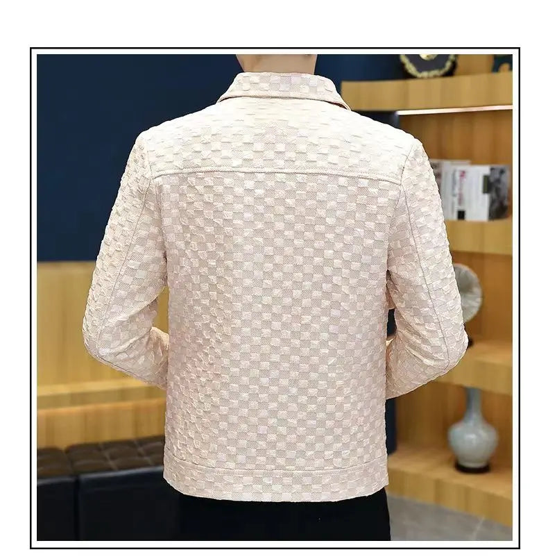 Men Jacket Fashion loose lapel-up Spring Autumn retro men Coat Casual Cargo jacket Solid Color Loose male Outerwear